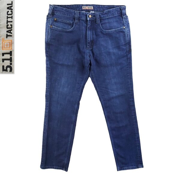 5.11 Tactical Defender Flex Slim Jeans Blue Stretch Men's "33x30" Actual 34x28 - Picture 1 of 12